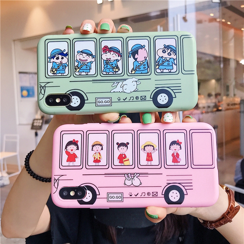 Ốp điện thoại in hình xe bus anime cho iPhone 6 6S 7 8 Plus X XS MAX XR