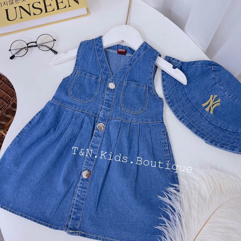 Sét váy jean cổ v cho bé gái từ 10-20kg💋hàng đẹp