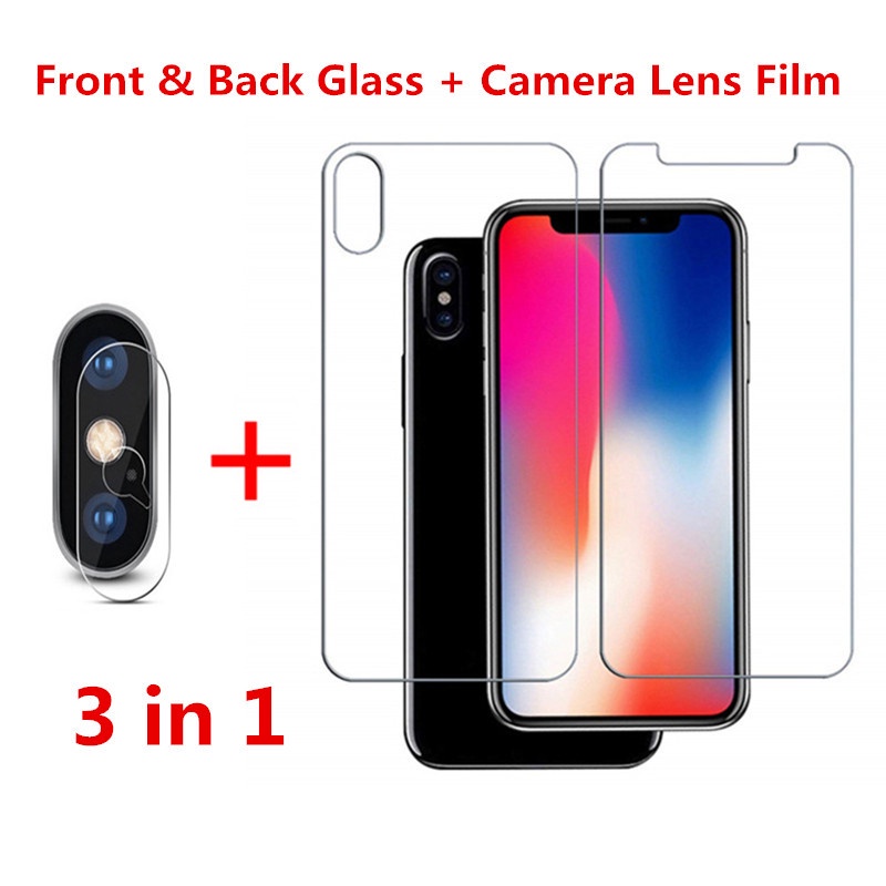 Ốp Điện Thoại 3 Trong 1 + Kính Cường Lực Bảo Vệ Cho iphone se2 XS 13 12 7 8 plus 11 pro max