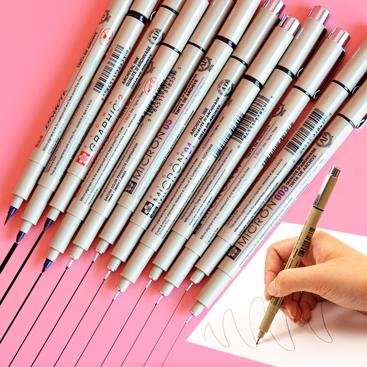 Bút Lông Đơn Vẽ Tranh Màu Đen Chính Hãng Sakura Pigma