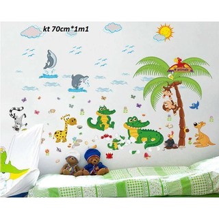 Decal dán tường vườn thú cá sấu