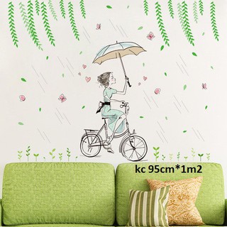 decal dán tường cô gái