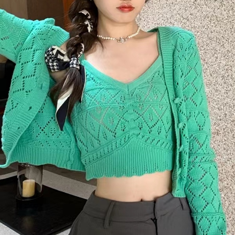 SUXI Áo Cardigan Dệt Kim Tay Dài Màu Trơn Dễ Phối Đồ Thời Trang Mùa Hè Cho Nữ