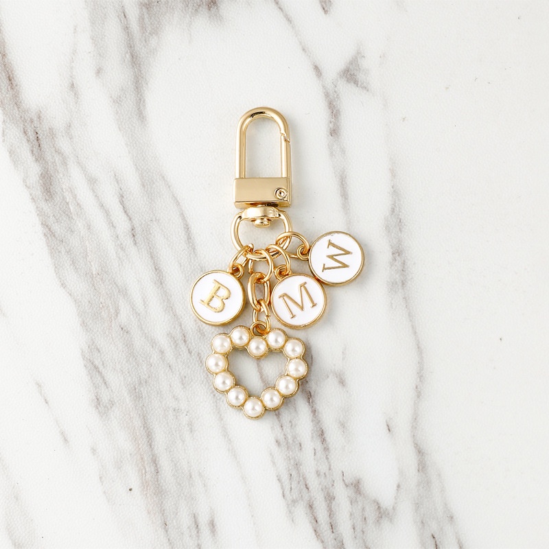 Móc Khóa Đính Ngọc Trai Và Chữ love Kiểu Mới Sáng Tạo Tùy Chọn