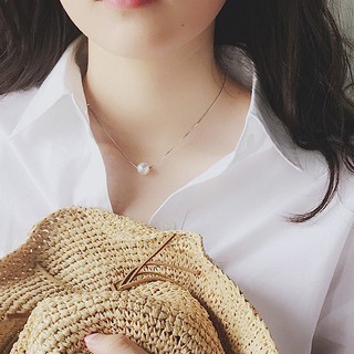 Dây chuyền hạt châu trắng xỏ ngang dễ thương style hàn quốc - kỳ lân