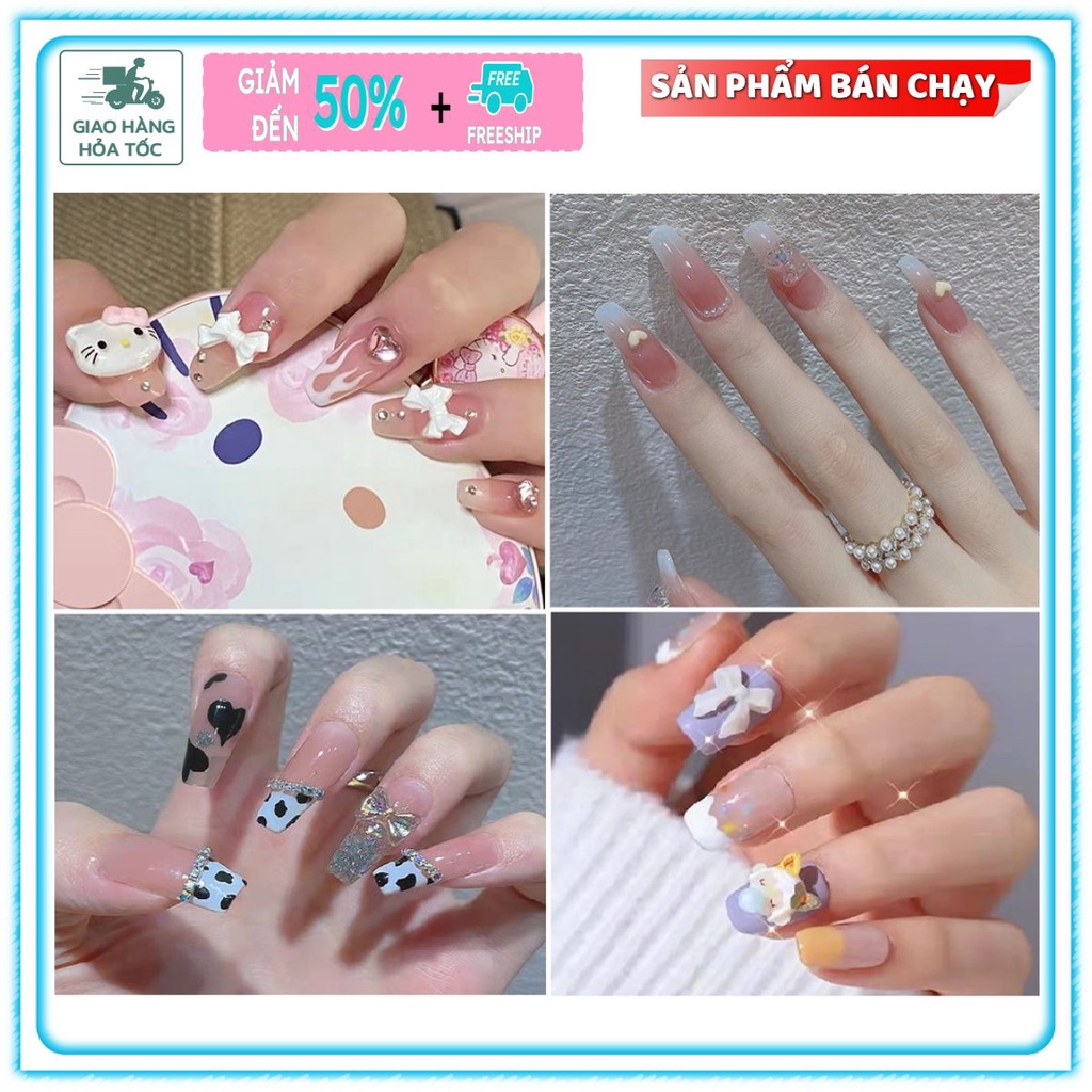 Móng tay giả đính đá /Kèm keo/ loại tốt