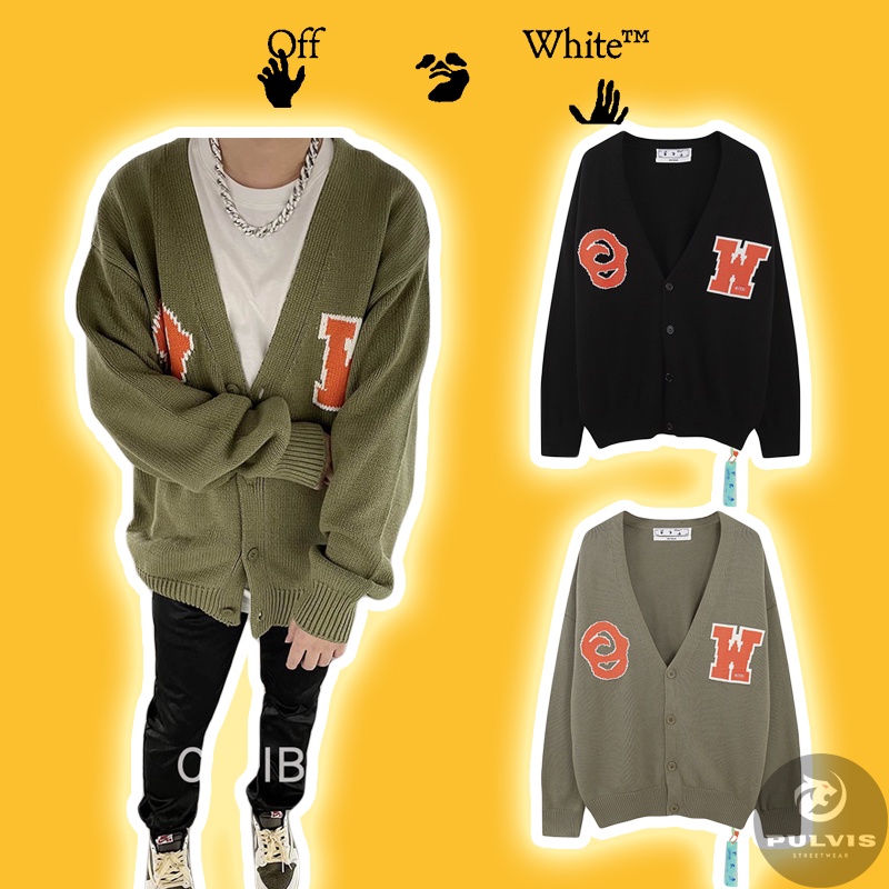 - Áo Len OFF WHITE OW Patch Knit Cardigan cao cấp, Áo sweater len cadigan Off White