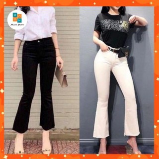 6/6 Quần Jeans Nữ Ống Loe Đen Trơn (Có Size Lớn)  ྇