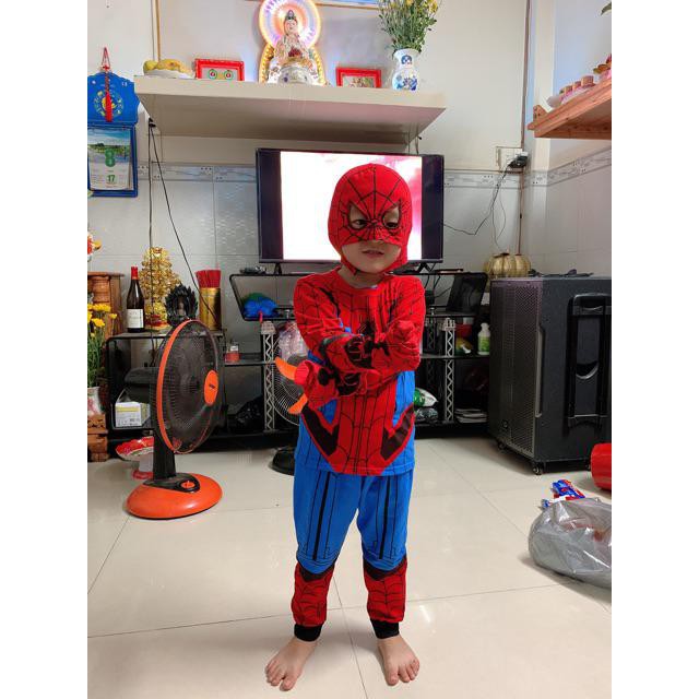 Quần áo siêu nhân Người Nhện - SpiderMan bộ đồ siêu nhân kèm mũ trùm bao tay