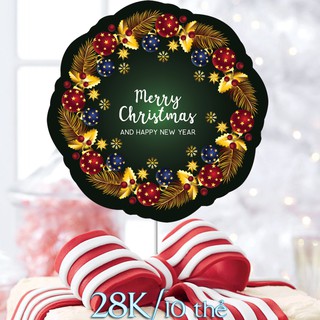 Set 10 thẻ Merry Christmas tròn đen