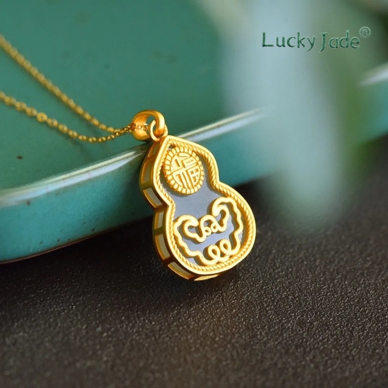 Vòng cổ Mạ Vàng 18K Đính Đá Ngọc Bích Trắng Phong Cách Cổ Điển Thời Trang Cho Nữ