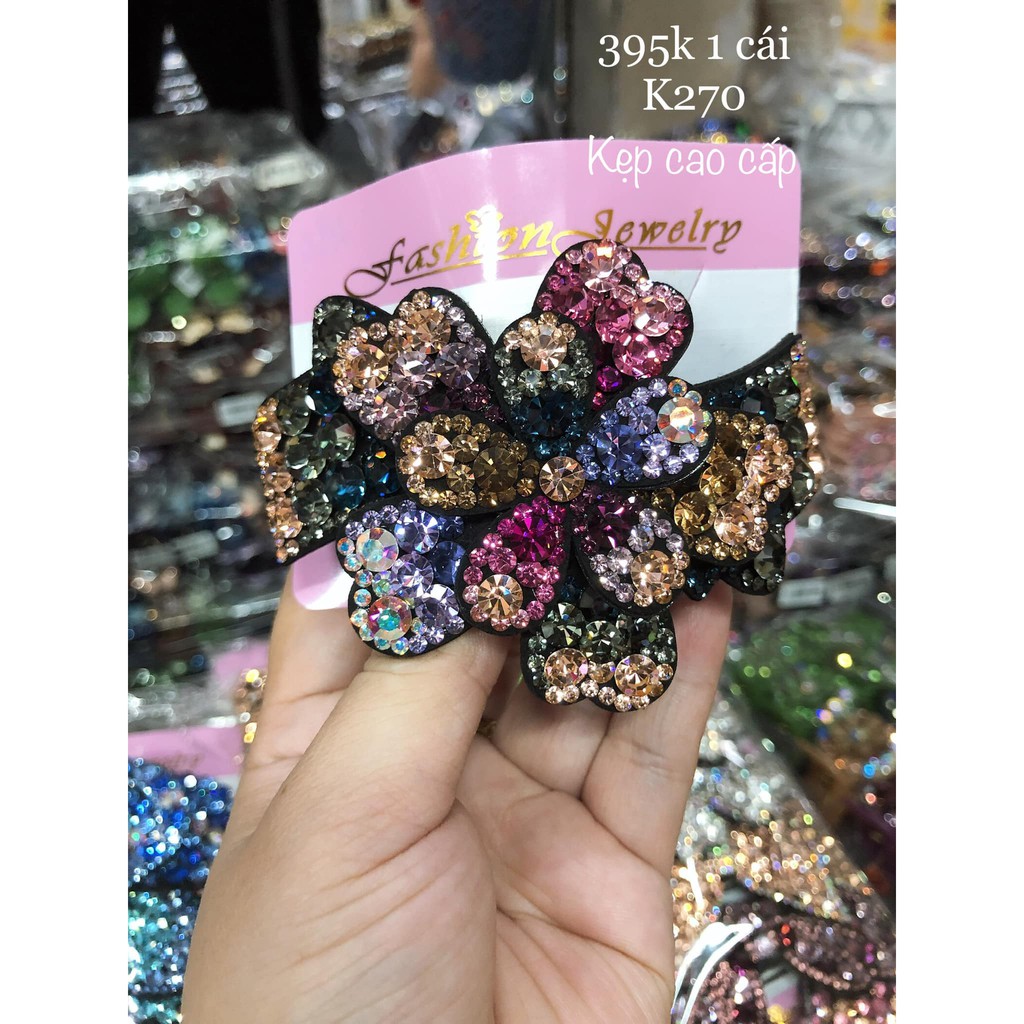 Kẹp đuôi tóc đẹp đính đá màu cao cấp