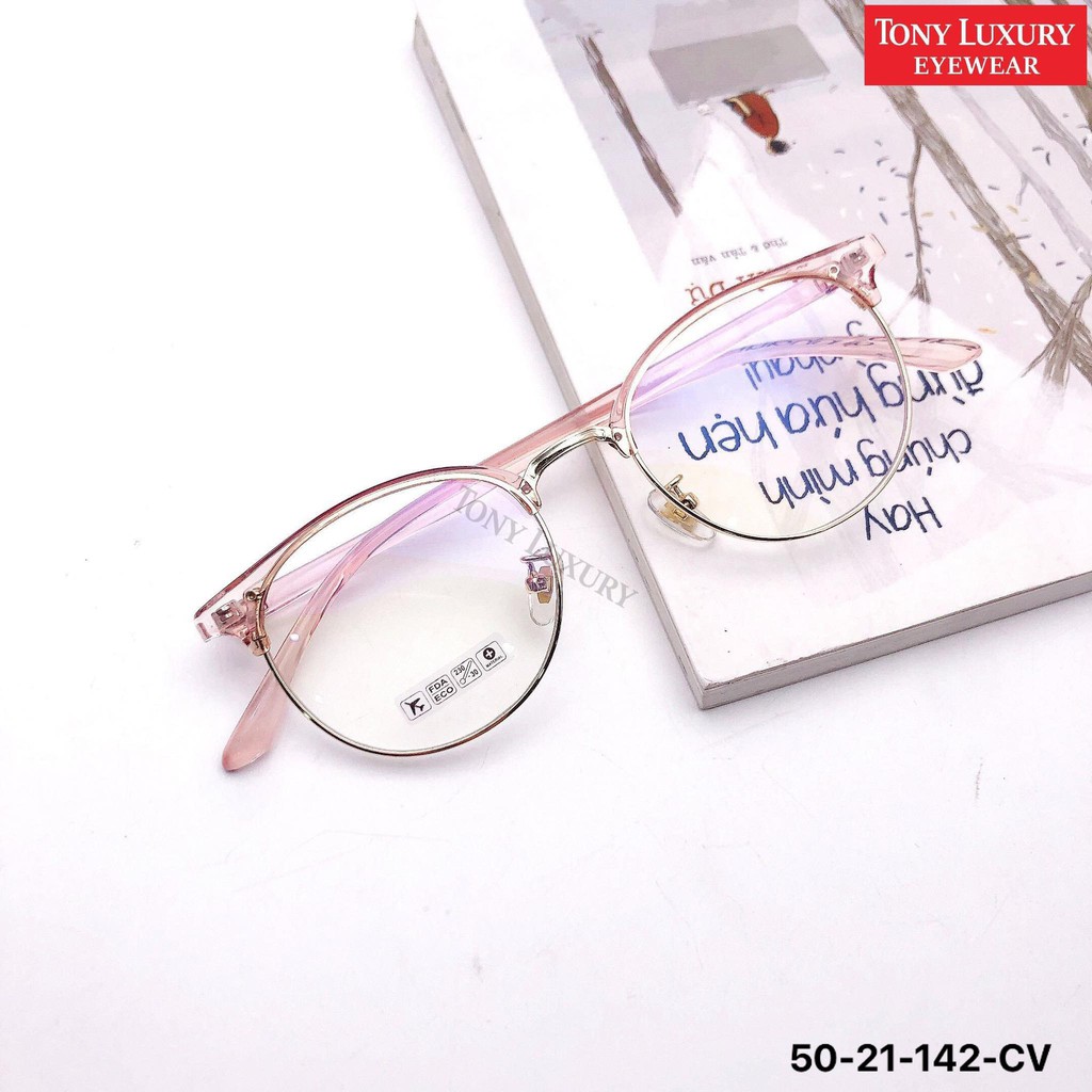 Gọng kính cận nam nữ Tony Luxury Eyewear chính hãng gọng nhựa kết hợp kim loại 50-21-142 - Nhận Cắt Tròng Cận Viễn Loạn