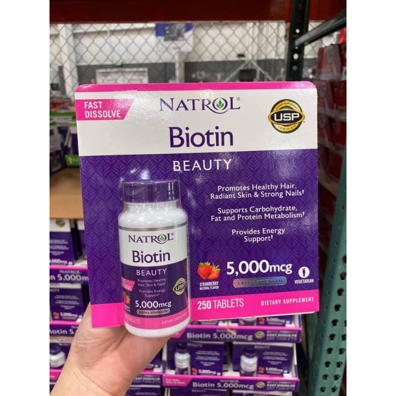 VIÊN NGẬM VỊ DÂU NATROL BIOTIN 5000MCG