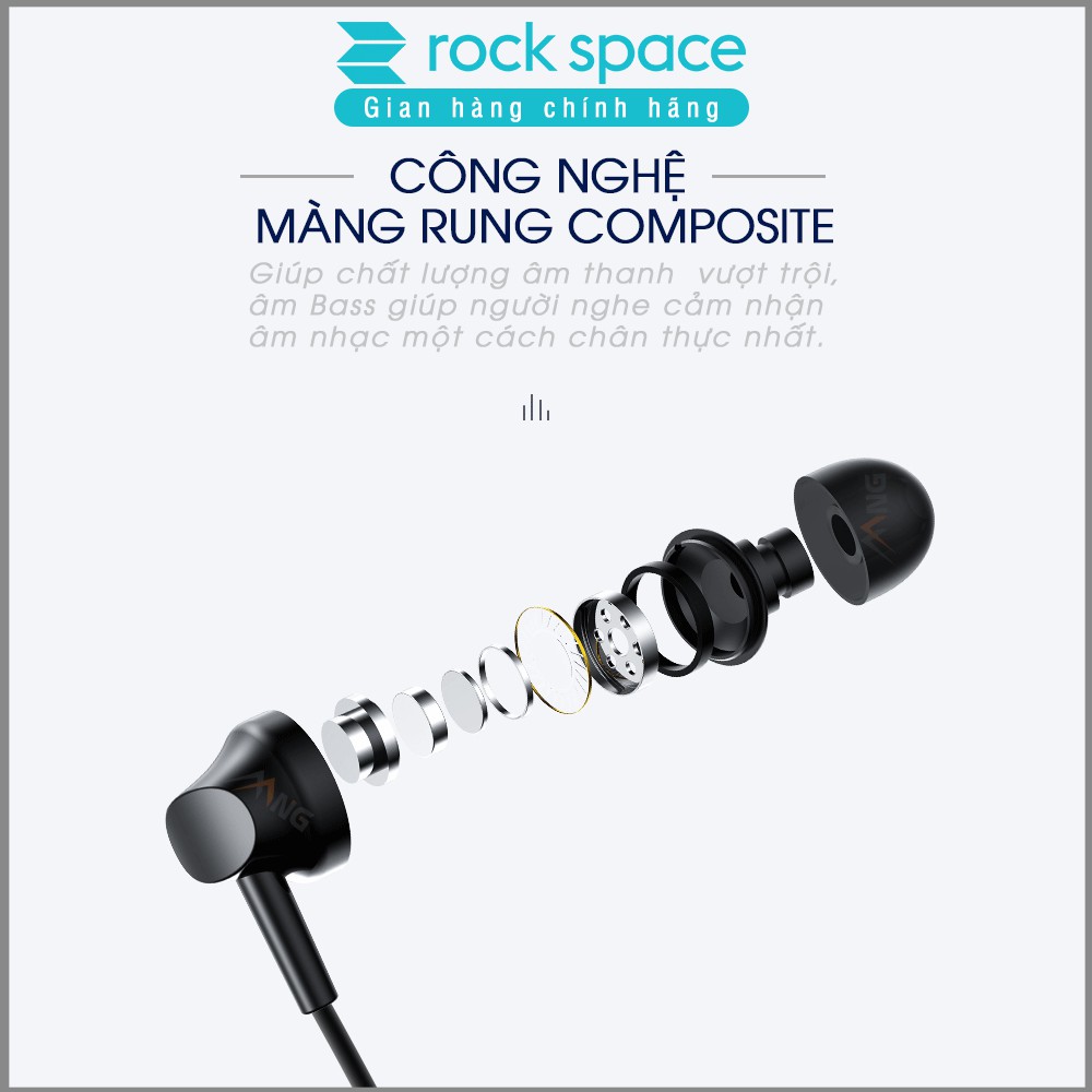 Tai nghe nhét tai có dây, có mic ES01 - Hàng chính hãng Rockspace bảo hành 12 tháng lỗi 1 đổi 1