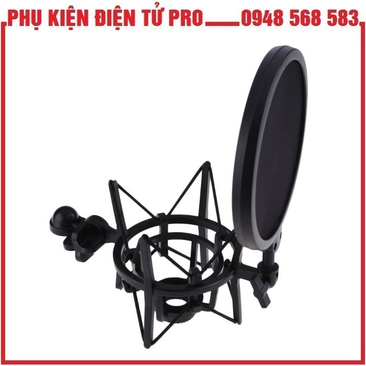 Bộ Phụ Kiện Âm Chuyên Nghiệp Giảm Ồn Và Tạp Âm Cho Mic - Shock Mount Kèm Màng Lọc Âm Cho Micro Thu Âm