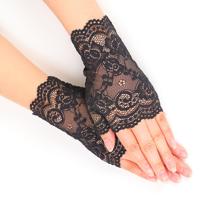 Găng Tay Ren Lưới Hở Ngón Chống Nắng Bảo Vệ Cho Hóa Trang