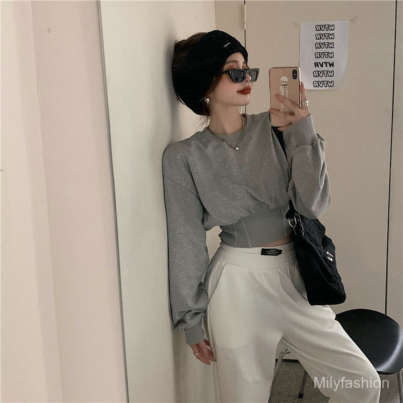 💕Milyfashion Ladies grey color sweatshirt High Waist | BigBuy360 - bigbuy360.vn