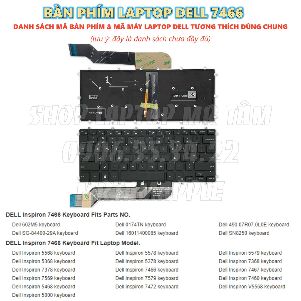 (KEYBOARD) BÀN PHÍM LAPTOP DELL 7466 dùng cho Inspiron 15-5000 5368 5370 5373 5378, 15-7000 7378 7460 7466 7467 7560