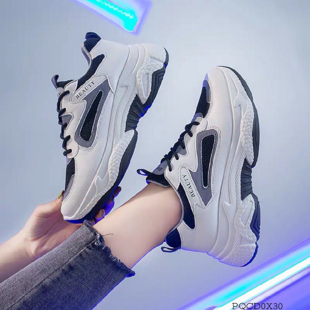 Giày sneakers nữ - độn đế 5 phân chất xịn, giày thể thao nữ phối viền phản quang mắt cao siêu chất