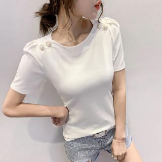 Áo Thun Ngắn Tay Đính Hạt Xinh Xắn Theo Phong Cách Mùa Hè Châu Âu 2020