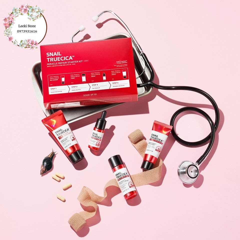 [Set 4 Items] Bộ Kit dưỡng phục hồi da, cải thiện sẹo lõm Some By Mi Snail Truecica Miracle Repair Starter Kit