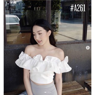 ☀️Áo croptop trễ vai nhún bèo