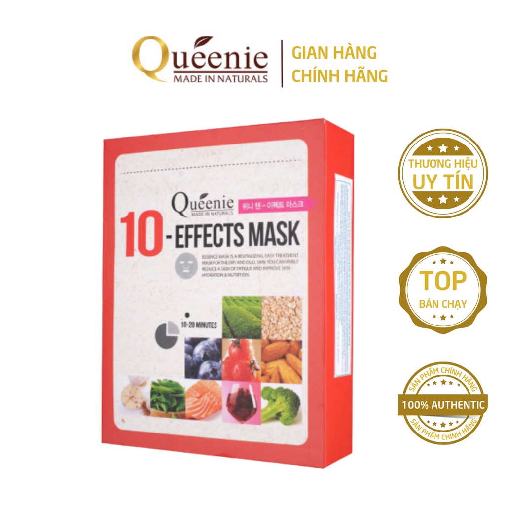 Mặt Nạ Dưỡng Trắng Da Queenie Collagen Trứng Cá Hồi 10 Tác Dụng 21g - 1 miếng