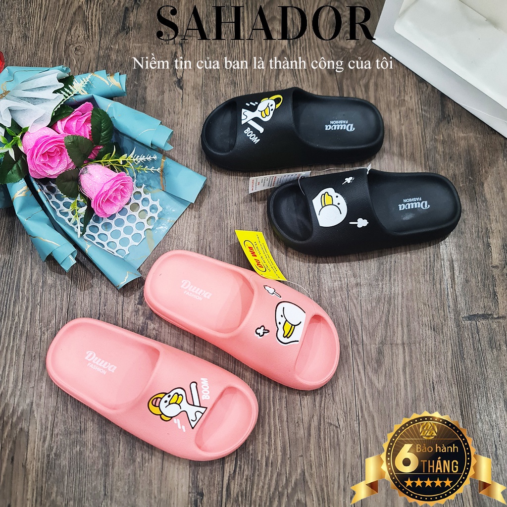 Dép bánh mì nữ quai ngang đúc nguyên khối có hình chú vịt dể thương BM097-3