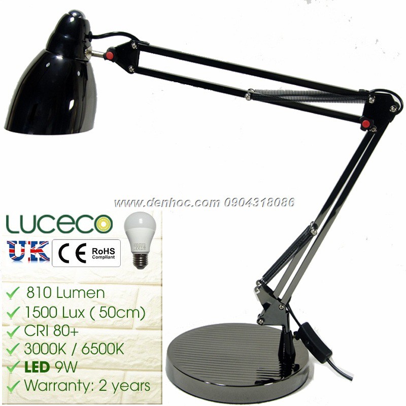 Đèn Kẹp và Để Bàn Đa Năng cao cấp mạ bóng - LED 9W LUCECO UK - KX890BD-L9W thumbnail