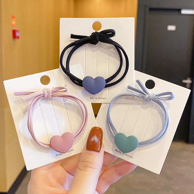 Dây Buộc Tóc Cao Su Họa Tiết Trái Tim Nhỏ Dễ Thương Đơn Giản Cho Trẻ Em