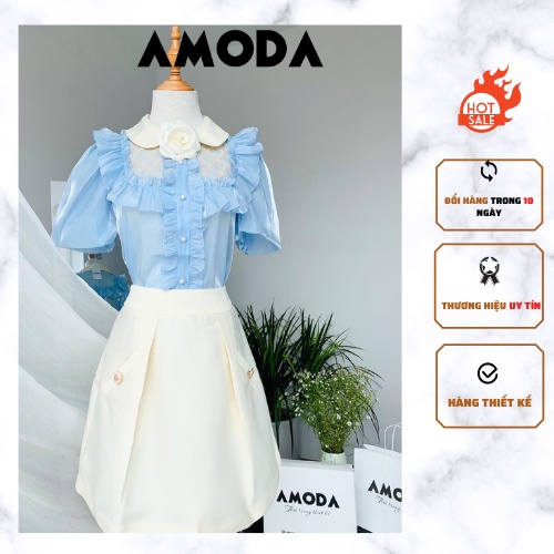 Áo  sơ mi   tiểu  thư dễ thương thiết kế cao cấp AMODA va002