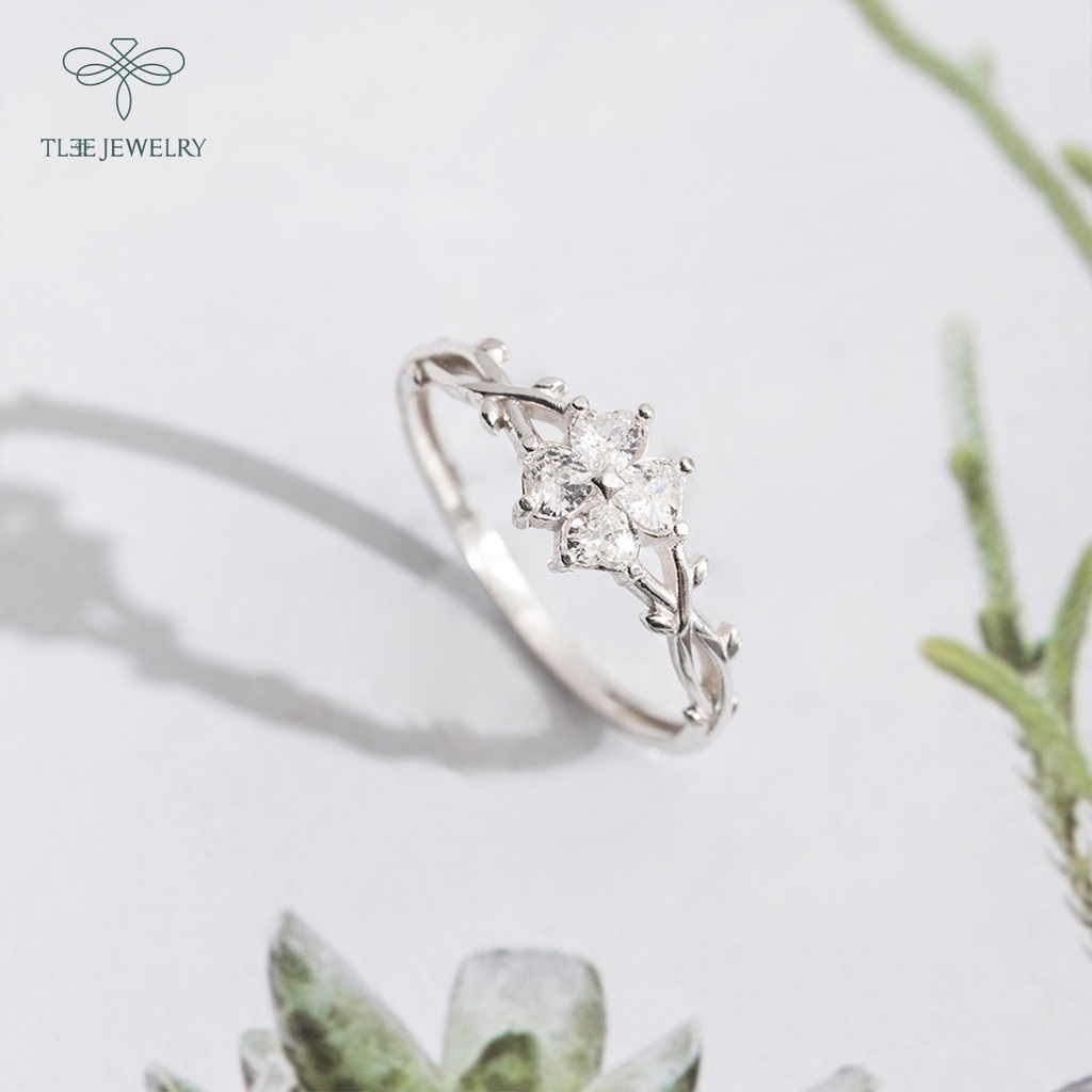 Nhẫn bạc nữ TLEE cỏ bốn là đính đá cao cấp NCJ A0104