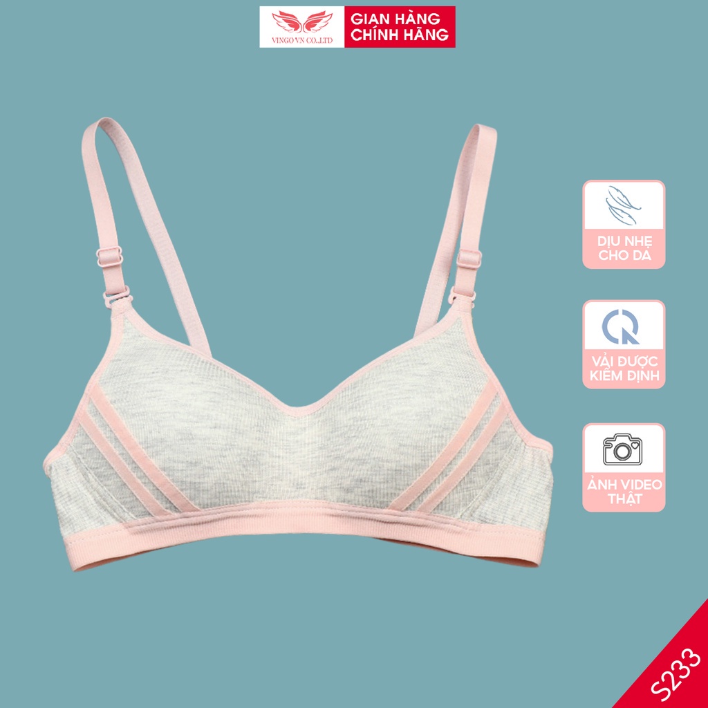 Áo ngực bra không gọng cotton VINGO mút mỏng thoáng khí thấm hút mồ hôi dáng thể thao thoải mái S233 VNGO