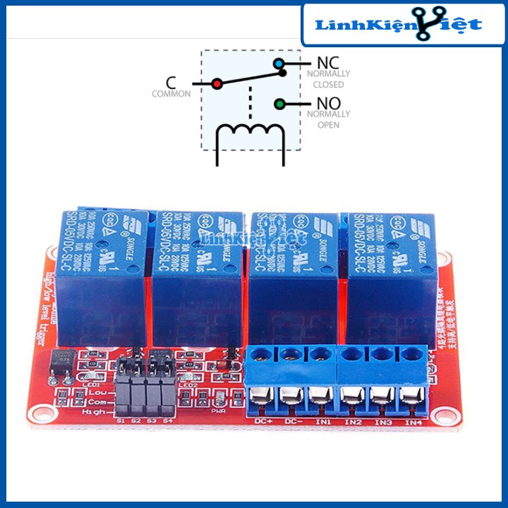 [NEW] Module Relay 5VDC 1/2/4 Kênh High / Low