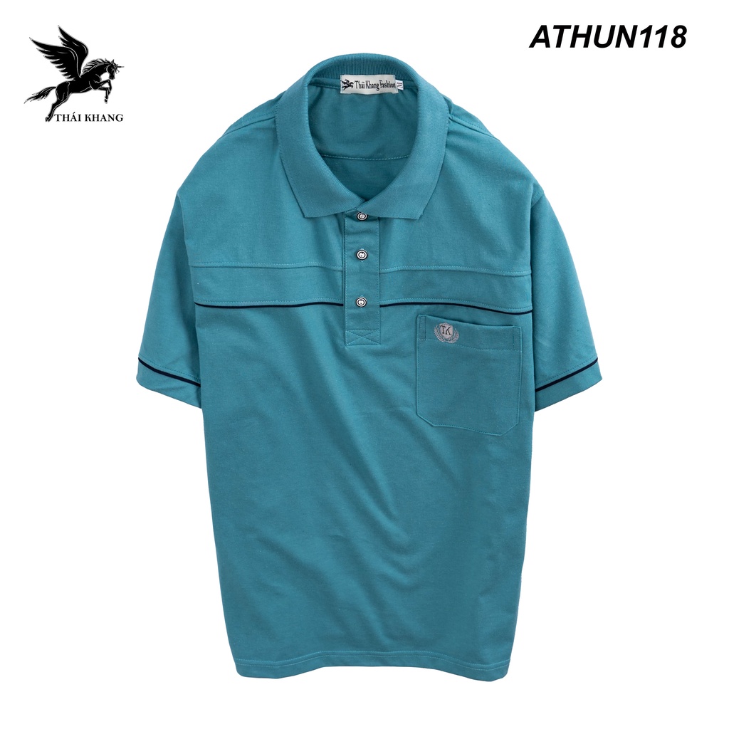 Áo thun nam trung niên có cổ THÁI KHANG vải cotton mềm mặc mát Vitin ATHUN11