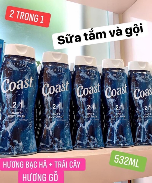 Sữa tắm gội coast 2in1 532ml