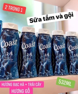 Sữa tắm gội coast 2in1 532ml