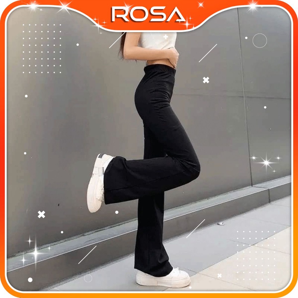 Quần Ống Loe Cạp Cao Legging Dáng Dài, Quần Legging Nữ Ôm Ống Loe Dáng Dài Vải Co Giãn 4 Chiều Thoải Mái Rosa