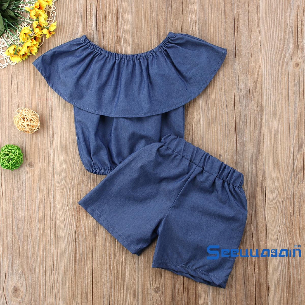 Set Áo 2 Dây Thêu Hoa Hồng+Quần Jeans Dài Cho Bé Gái (1-6 Tuổi)