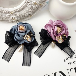 Cài áo Nơ Hoa Hồng bằng lụa handmade - mã 80