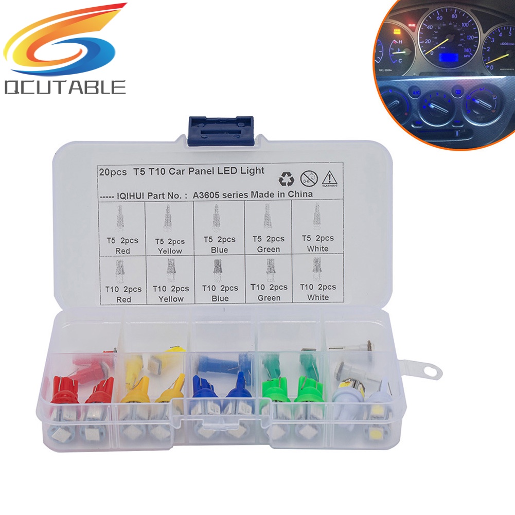 Set 20 bóng đèn T5 T10 LED cho xe hơi