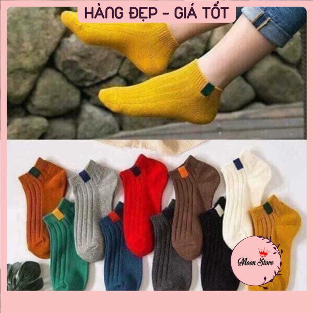 Tất vớ nữ sắc màu cổ ngắn Vintage phong cách Hàn Quốc