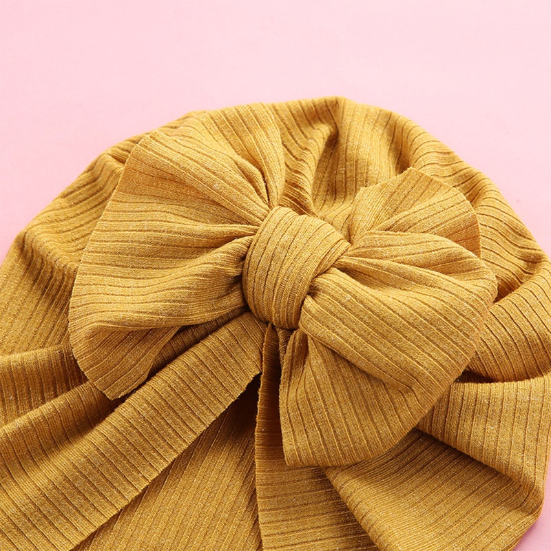 Mũ Trùm Đầu Bằng Cotton Mềm Thắt Nơ Màu Trơn Cho Bé Sơ Sinh