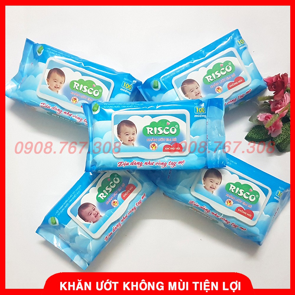 Khăn Ướt Không Mùi Baby Risco 100 Tờ Có Nắp Đậy, An Toàn Cho Bé Sơ Sinh - 8938506395073