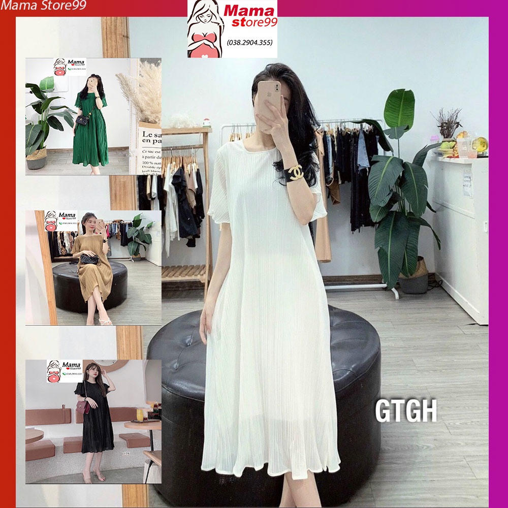 Váy Bầu Mùa Hè. Đầm Bầu Thiết Kế Công Sở Dáng Suông Xếp Ly Hai Lớp Xinh Xắn Freesize Từ 45kg Đến 70kg HN0189 Mama Store9