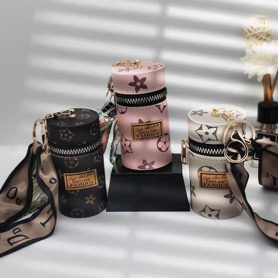 Túi đựng son môi, móc khóa mini kèm khăn lụa phong cách retro sang trọng