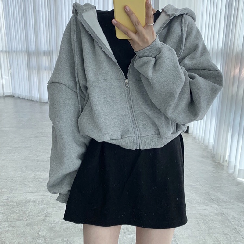 Áo khoác nỉ croptop - áo khoác hoodie nữ Hàn Quốc