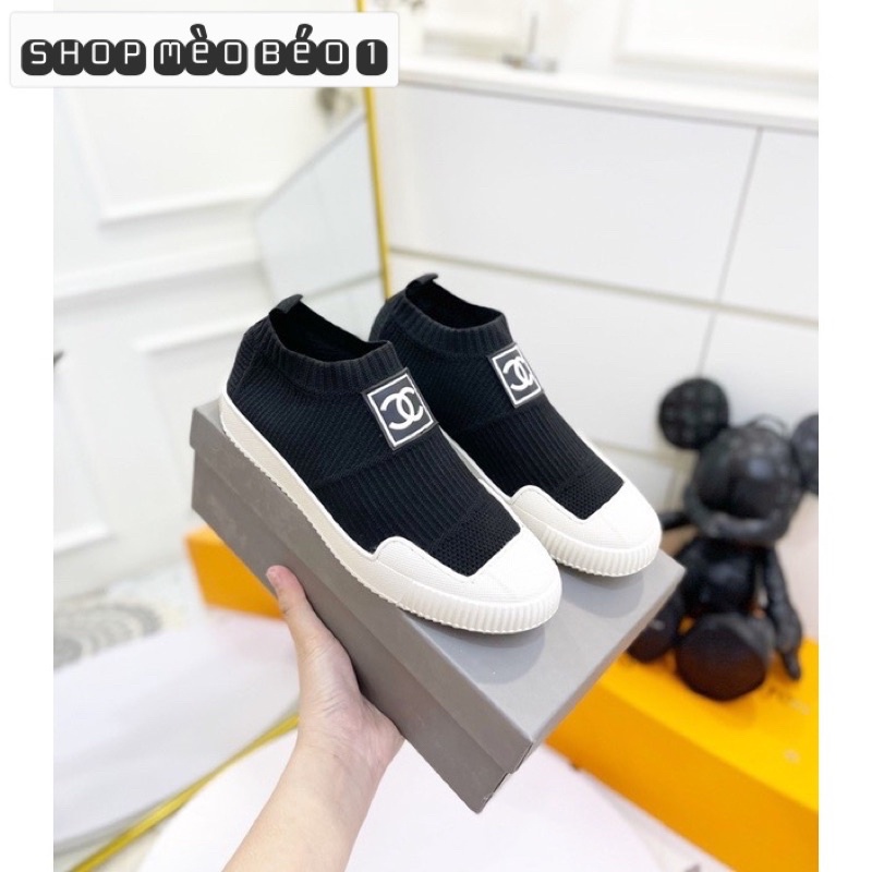 Giày slip on len channel spsl fullbox bill túi giấy