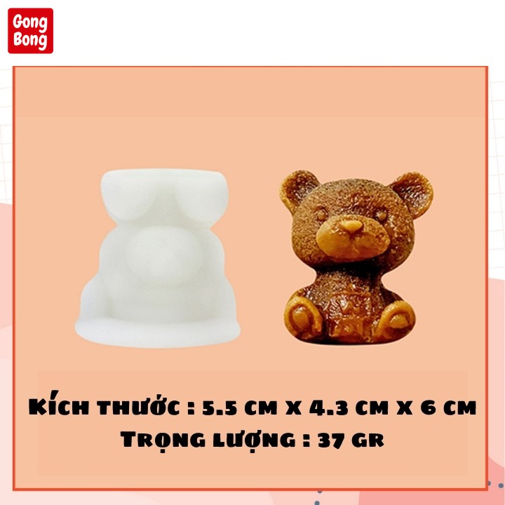 Khuôn làm đá silicon hình gấu teddy xinh xắn, khay đá gấu cute trang trí đồ uống, làm thạch Gong Bong Store